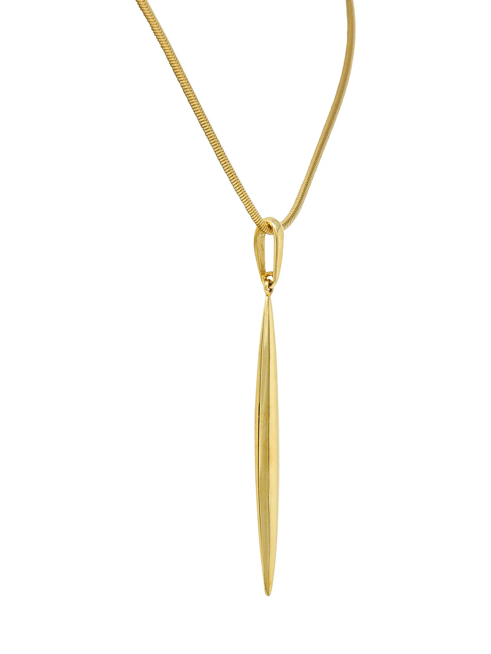 Tiffany & Co. 18 Karat Gold Feather Pendant Necklace