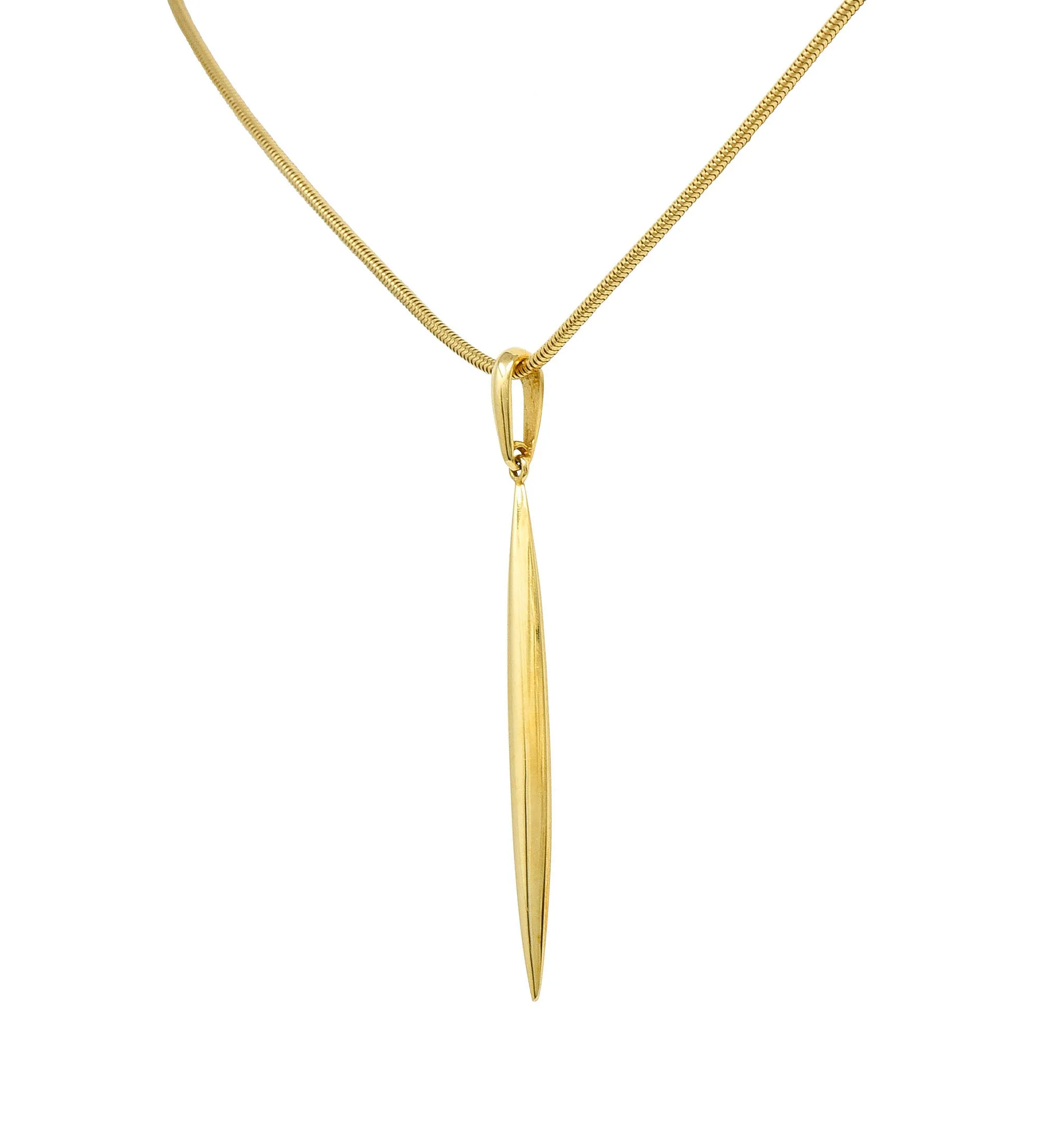 Tiffany & Co. 18 Karat Gold Feather Pendant Necklace