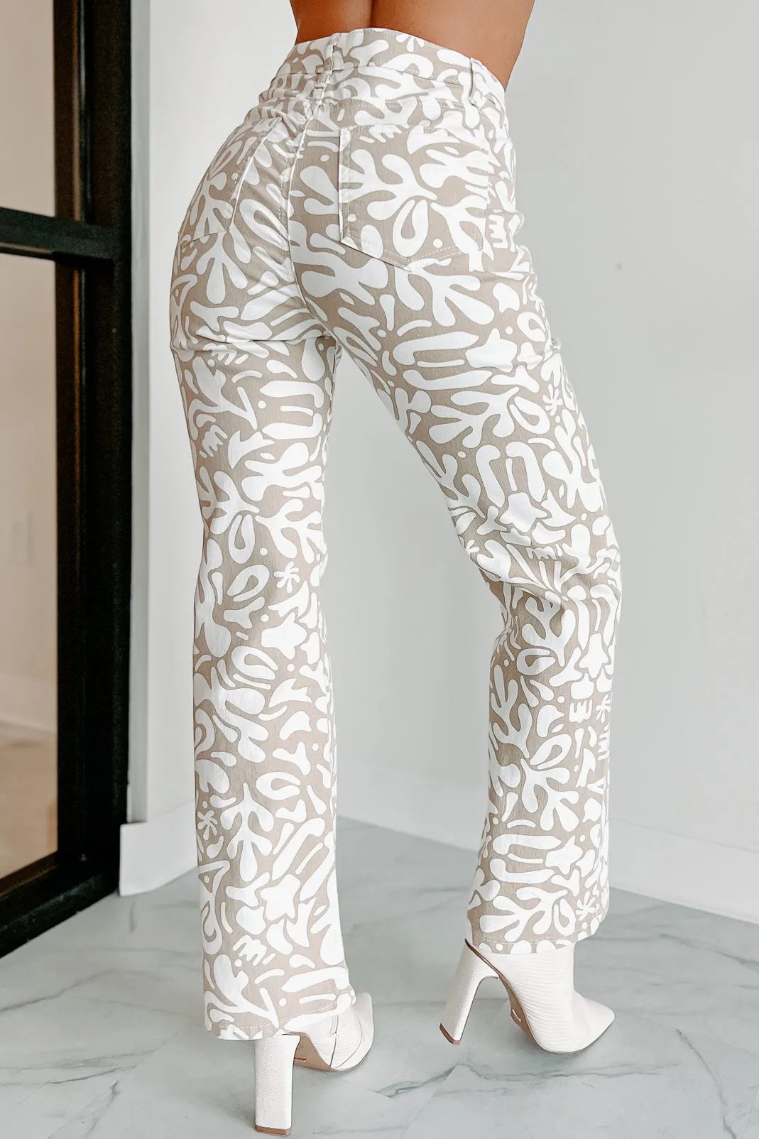 Times Are Changing Abstract Printed Jeans (Taupe)