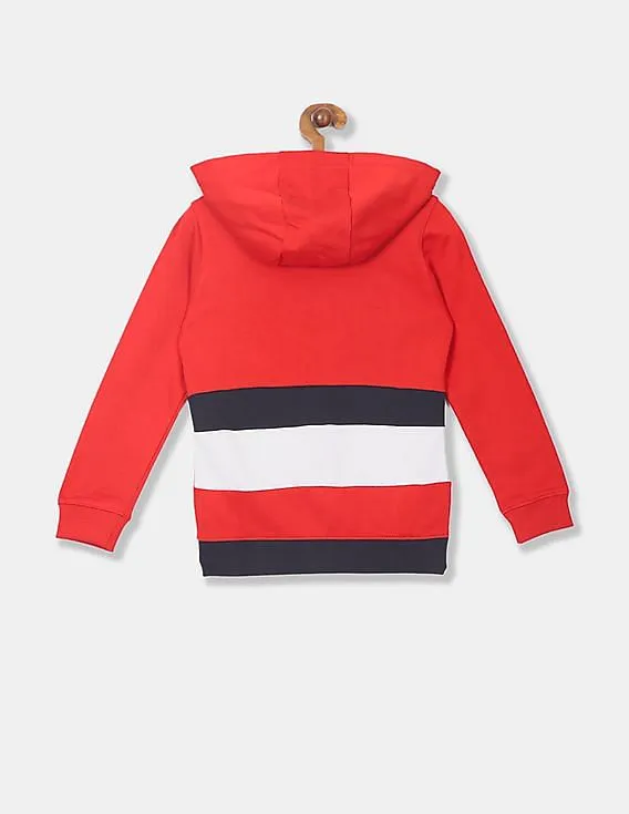 Tommy Hilfiger Kids Boys Red Hood Colour Block Sweatshirt