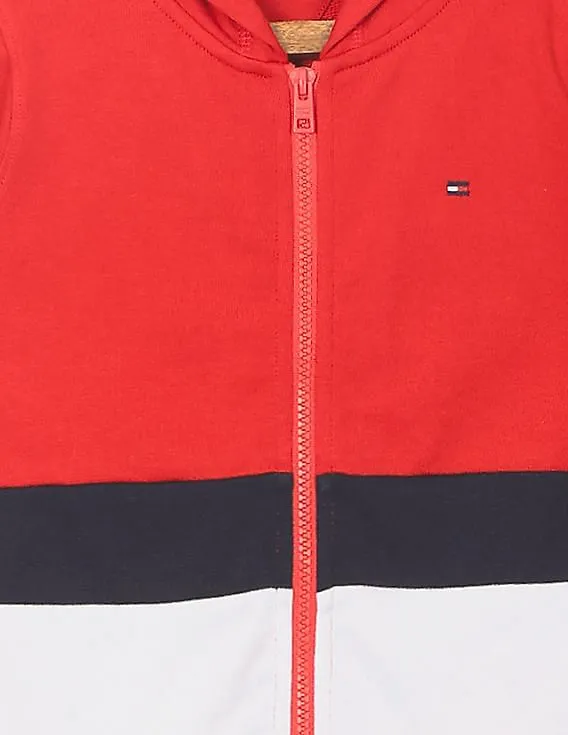 Tommy Hilfiger Kids Boys Red Hood Colour Block Sweatshirt