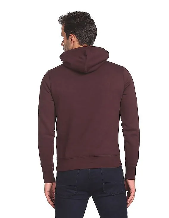 Tommy Hilfiger Men Deep Burgundy Long Sleeve Printed Hood Sweatshirt