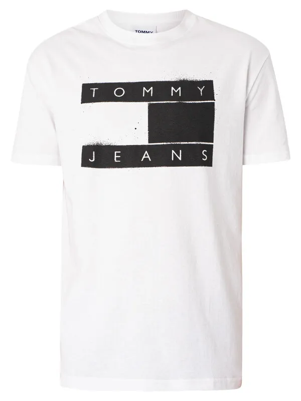 Tommy Jeans Classic Spray Flag T-Shirt - White