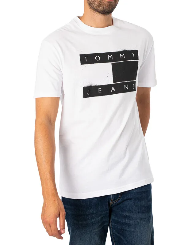 Tommy Jeans Classic Spray Flag T-Shirt - White