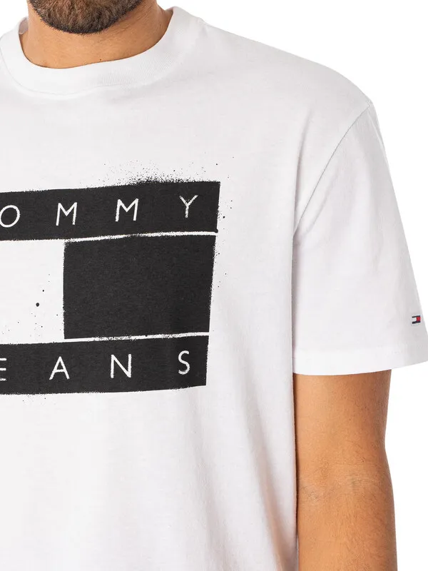 Tommy Jeans Classic Spray Flag T-Shirt - White