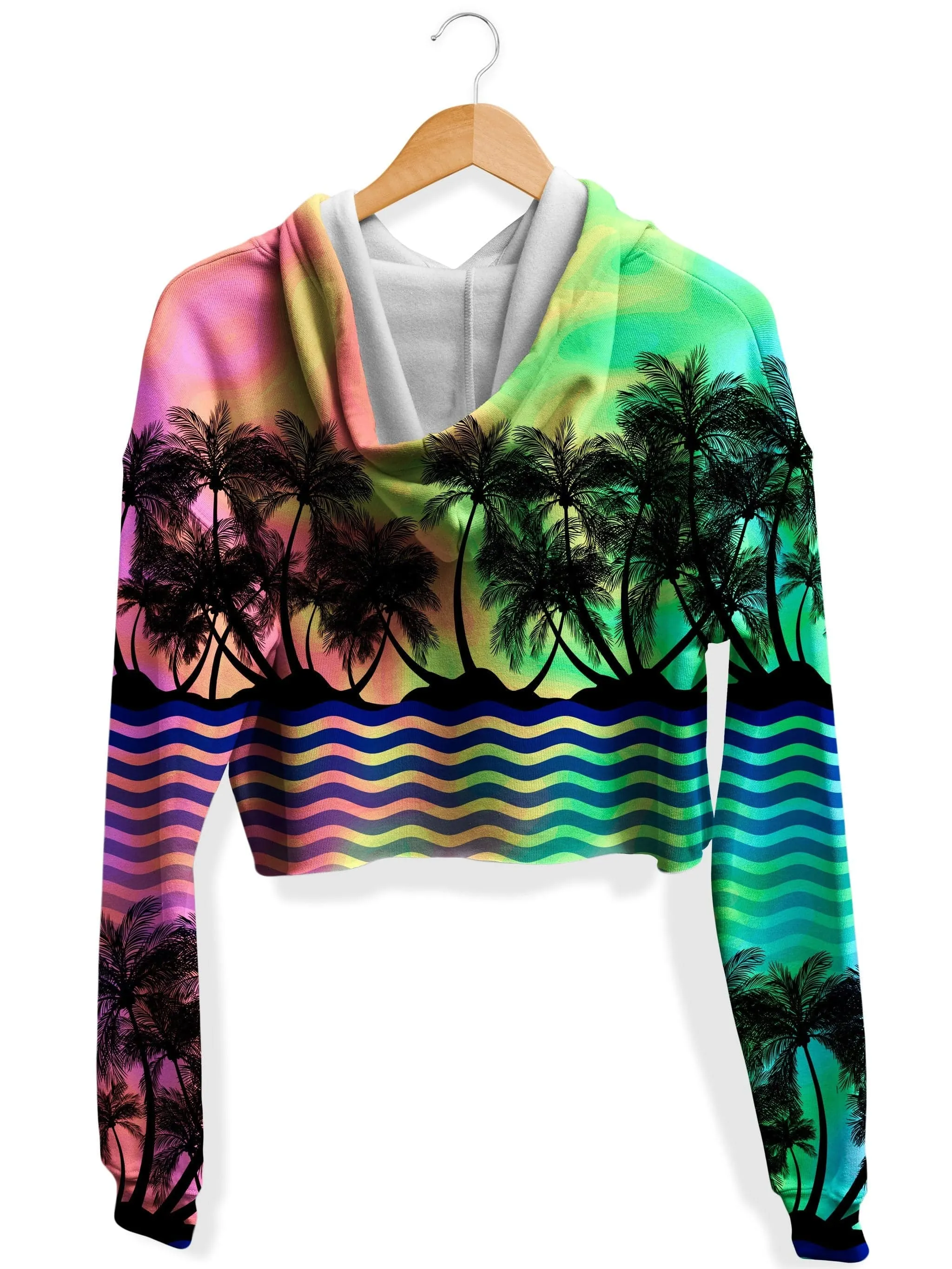 Tropical Sunset Fleece Crop Hoodie (Clearance)