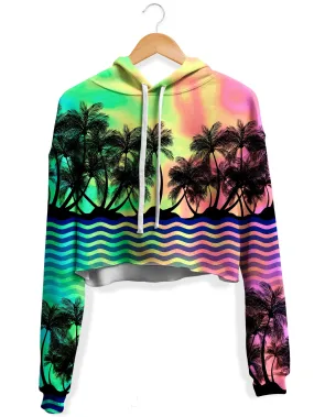 Tropical Sunset Fleece Crop Hoodie (Clearance)