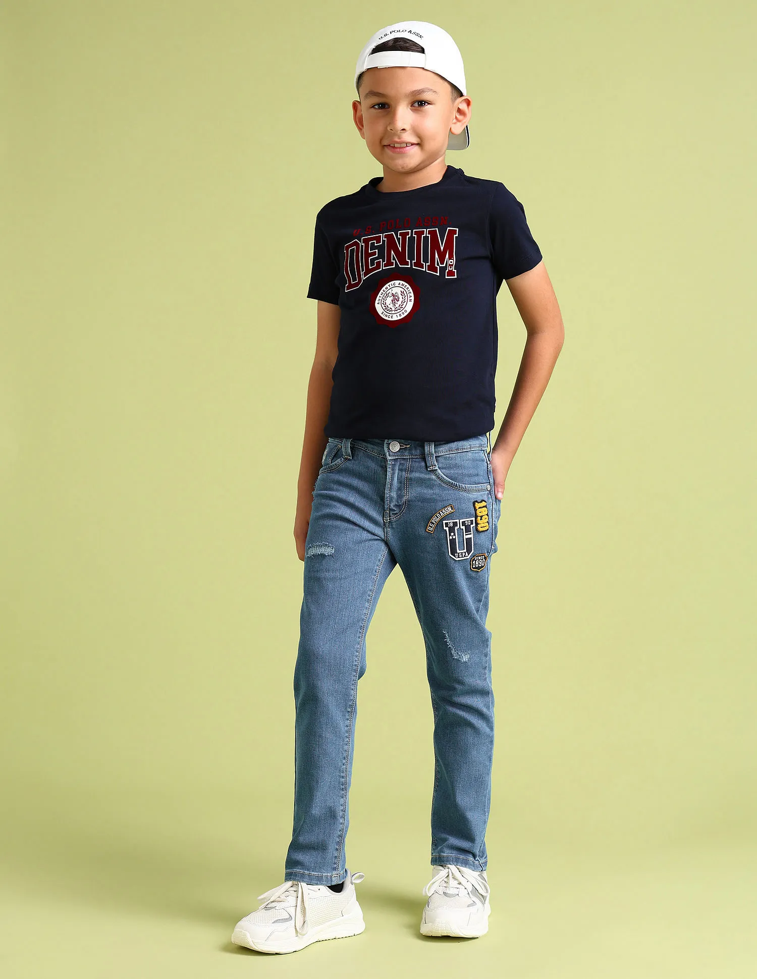 U.S. Polo Assn. Kids Boys Denim Weave Blue Jeans