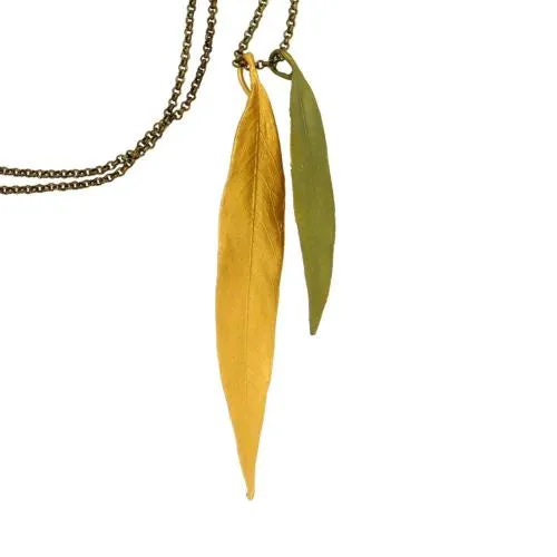 Weeping Willow Double Leaf Pendant Necklace by Michael Michaud 8945