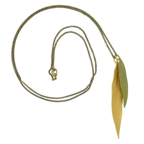 Weeping Willow Double Leaf Pendant Necklace by Michael Michaud 8945