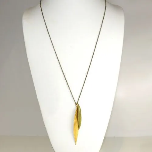 Weeping Willow Double Leaf Pendant Necklace by Michael Michaud 8945