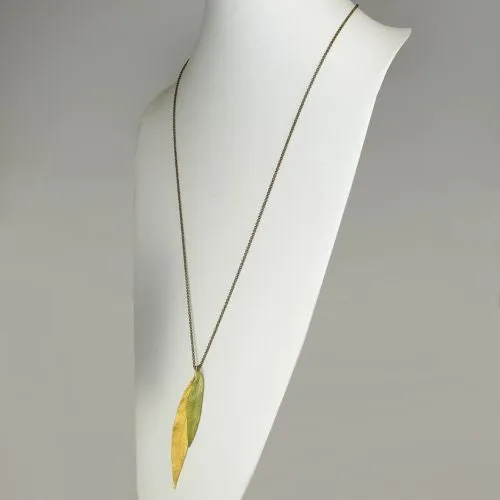 Weeping Willow Double Leaf Pendant Necklace by Michael Michaud 8945