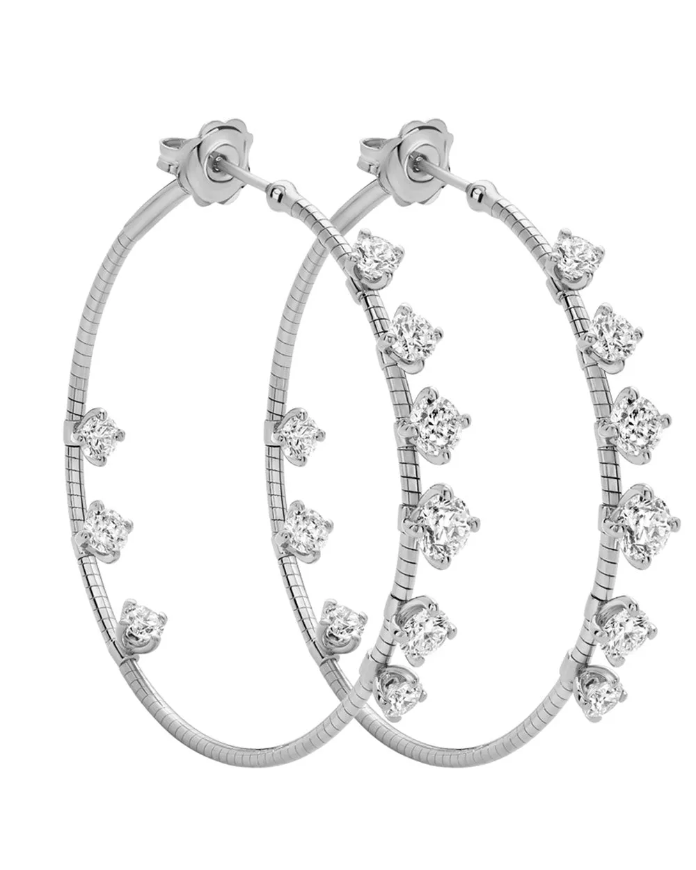 White Gold and Diamond Hoop Earrings