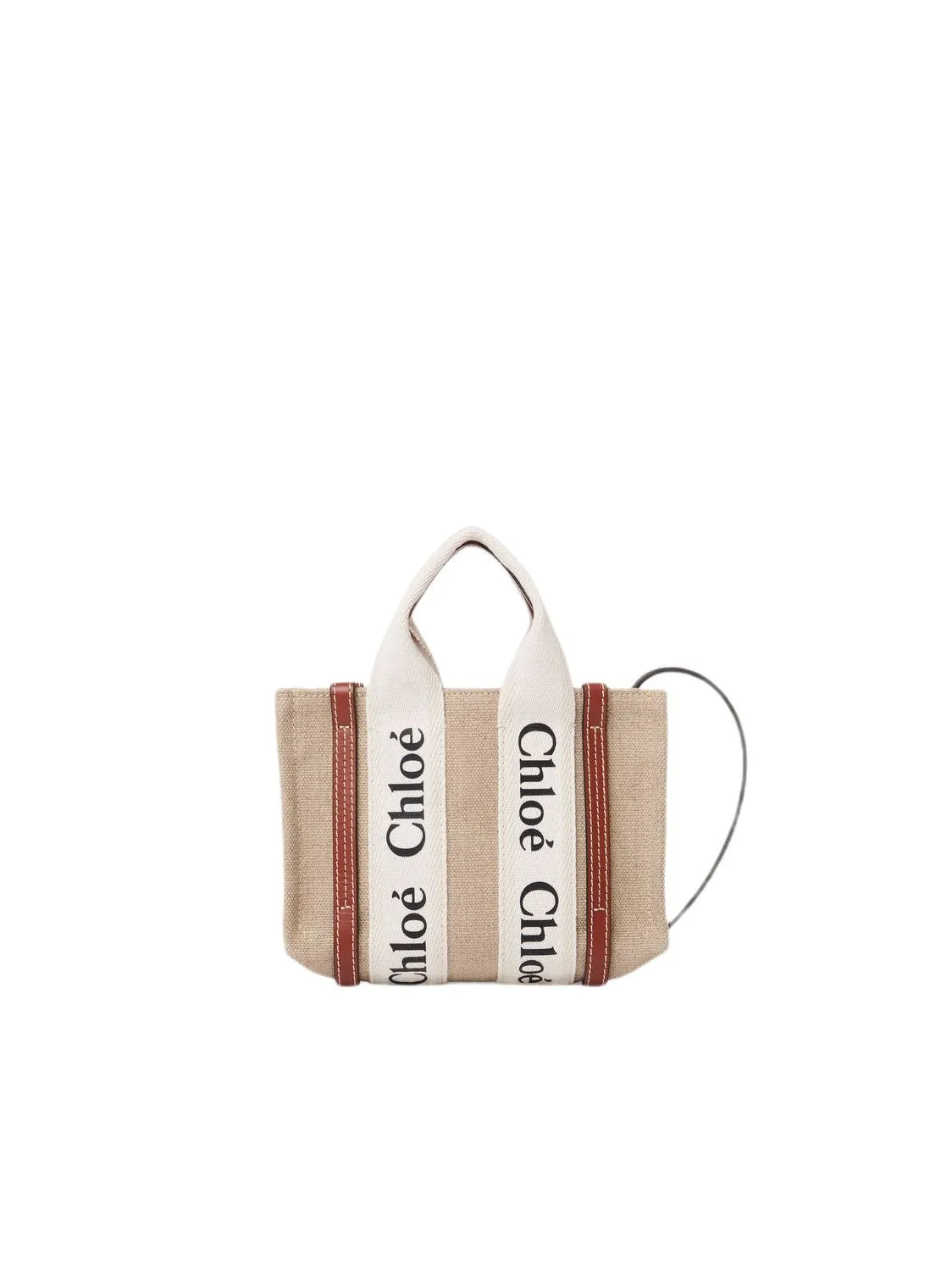 WHITE/BROWN MINI WOODY BAG