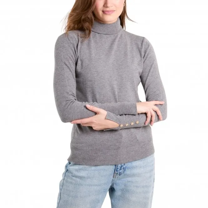 Womens Button Sleeve Jumper