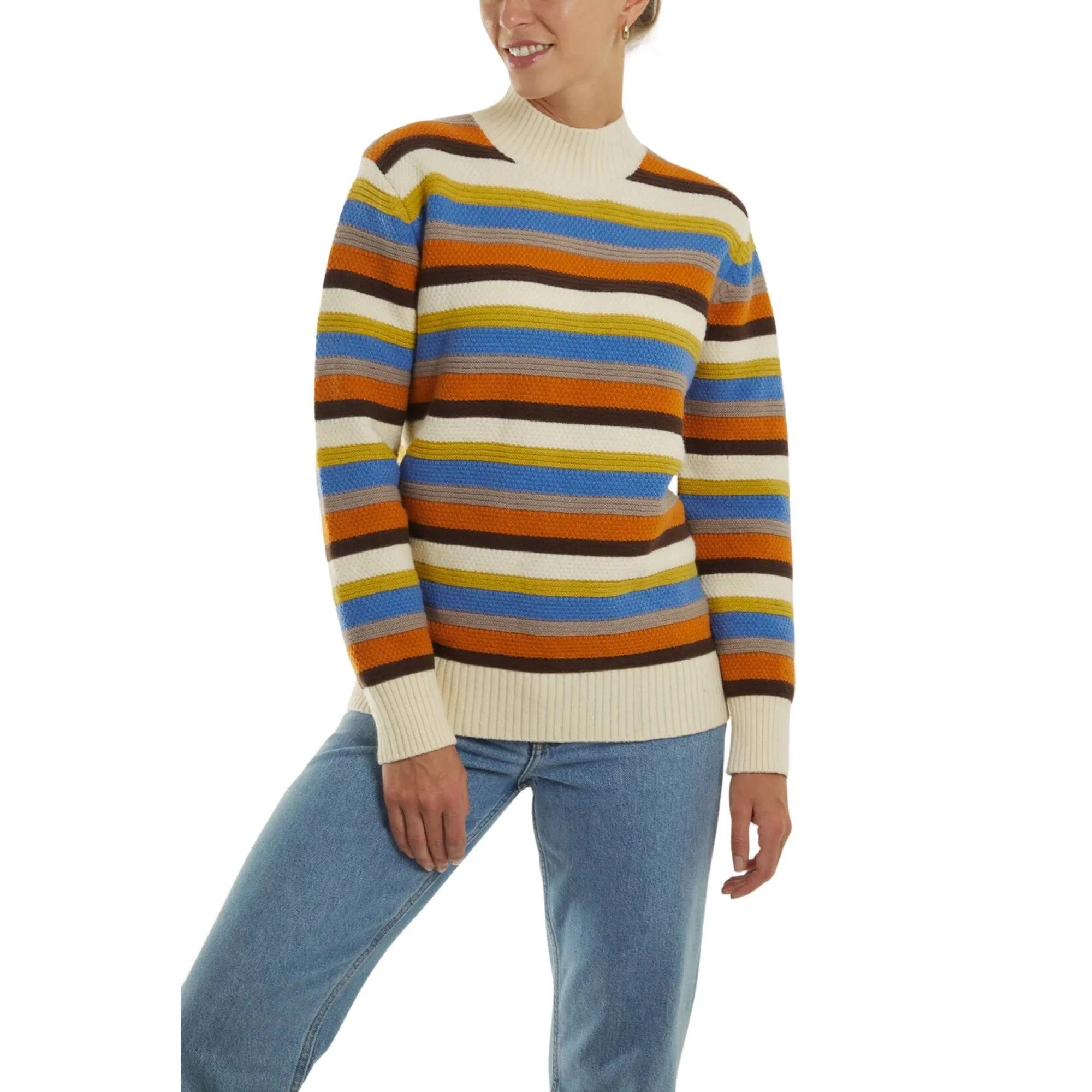 Womens High Neck Stripe Jumper