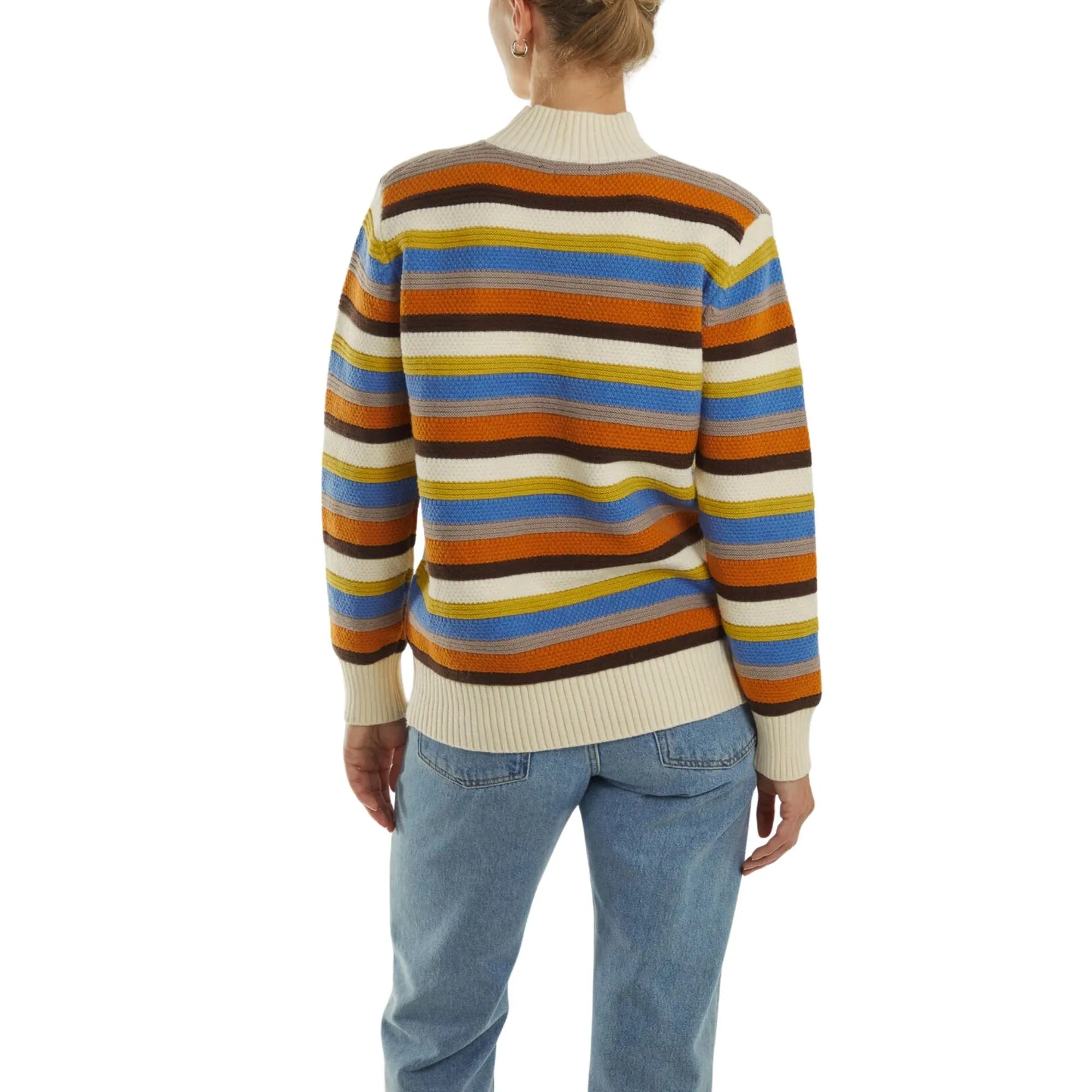 Womens High Neck Stripe Jumper