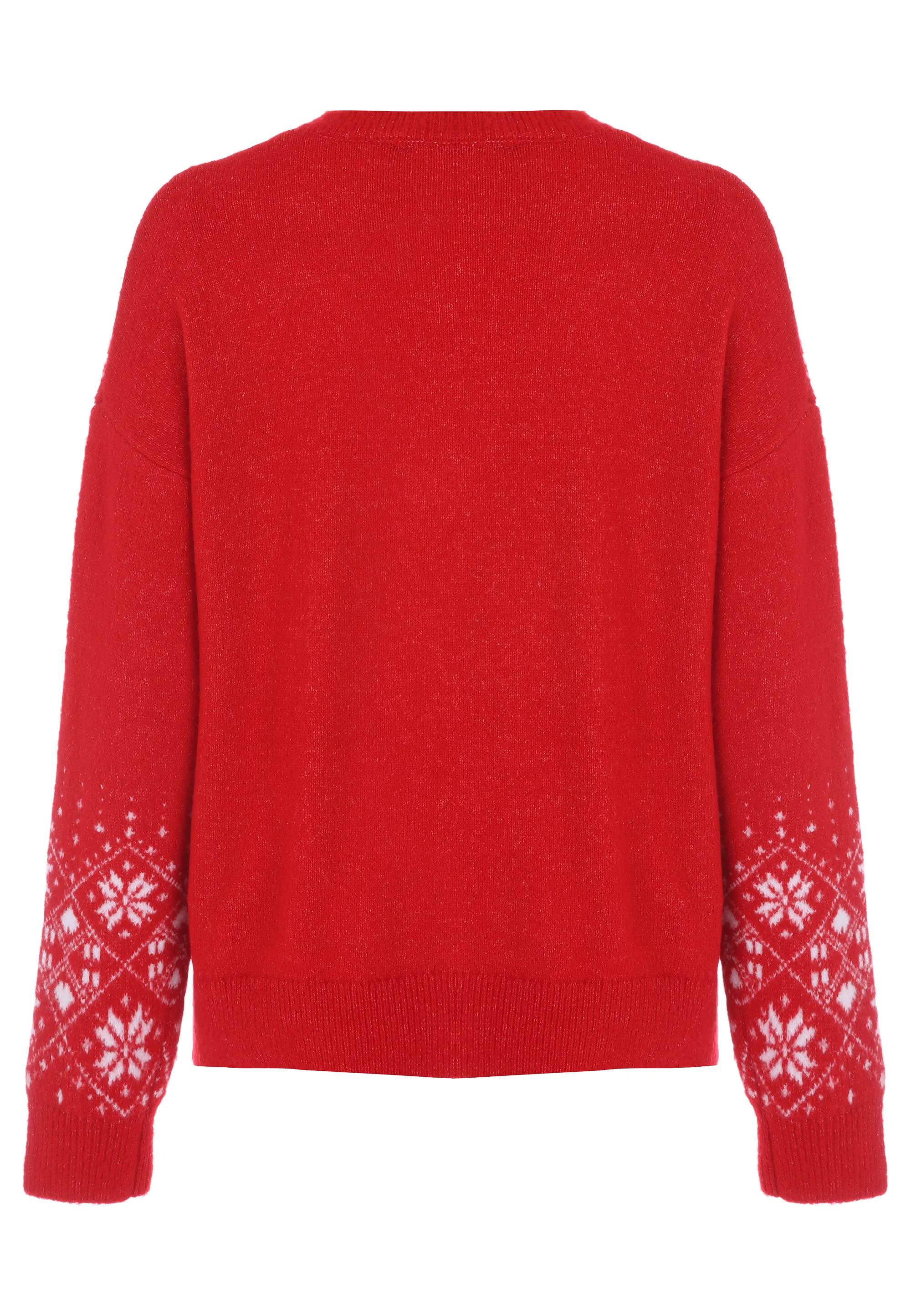 Womens Red Reindeer Christmas Family Jumper