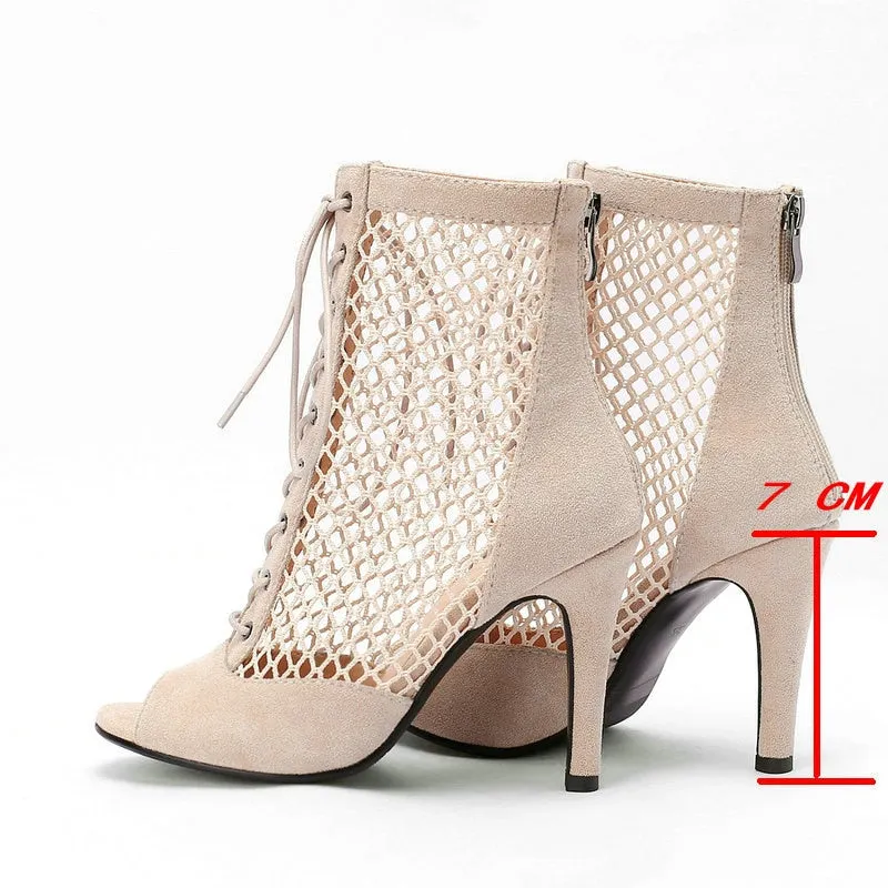 Women's Sexy Beige Very Comfort Light Soft Zipper High Heels Boots