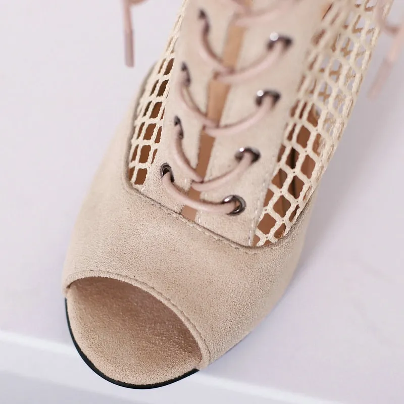 Women's Sexy Beige Very Comfort Light Soft Zipper High Heels Boots