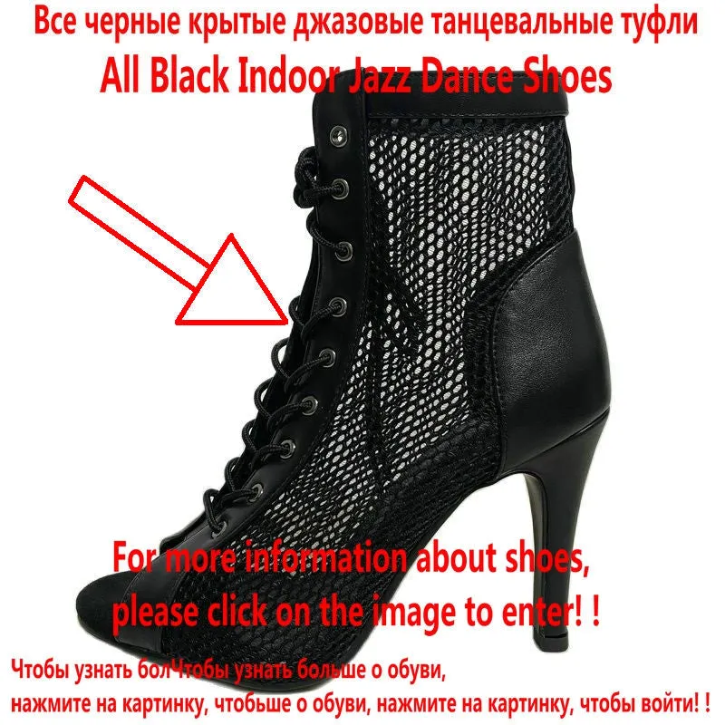 Women's Sexy Black Mesh Indoor Dance Party Thin High Heel Boots