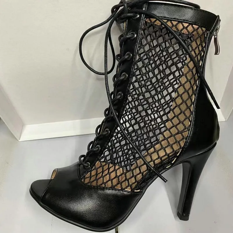 Women's Sexy Black Synthetic Leather Light Soft Zipper High Heel Boots