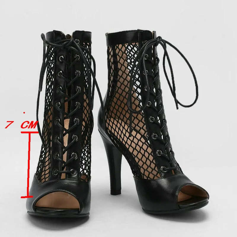 Women's Sexy Black Synthetic Leather Light Soft Zipper High Heel Boots