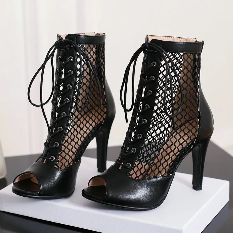 Women's Sexy Black Synthetic Leather Light Soft Zipper High Heel Boots