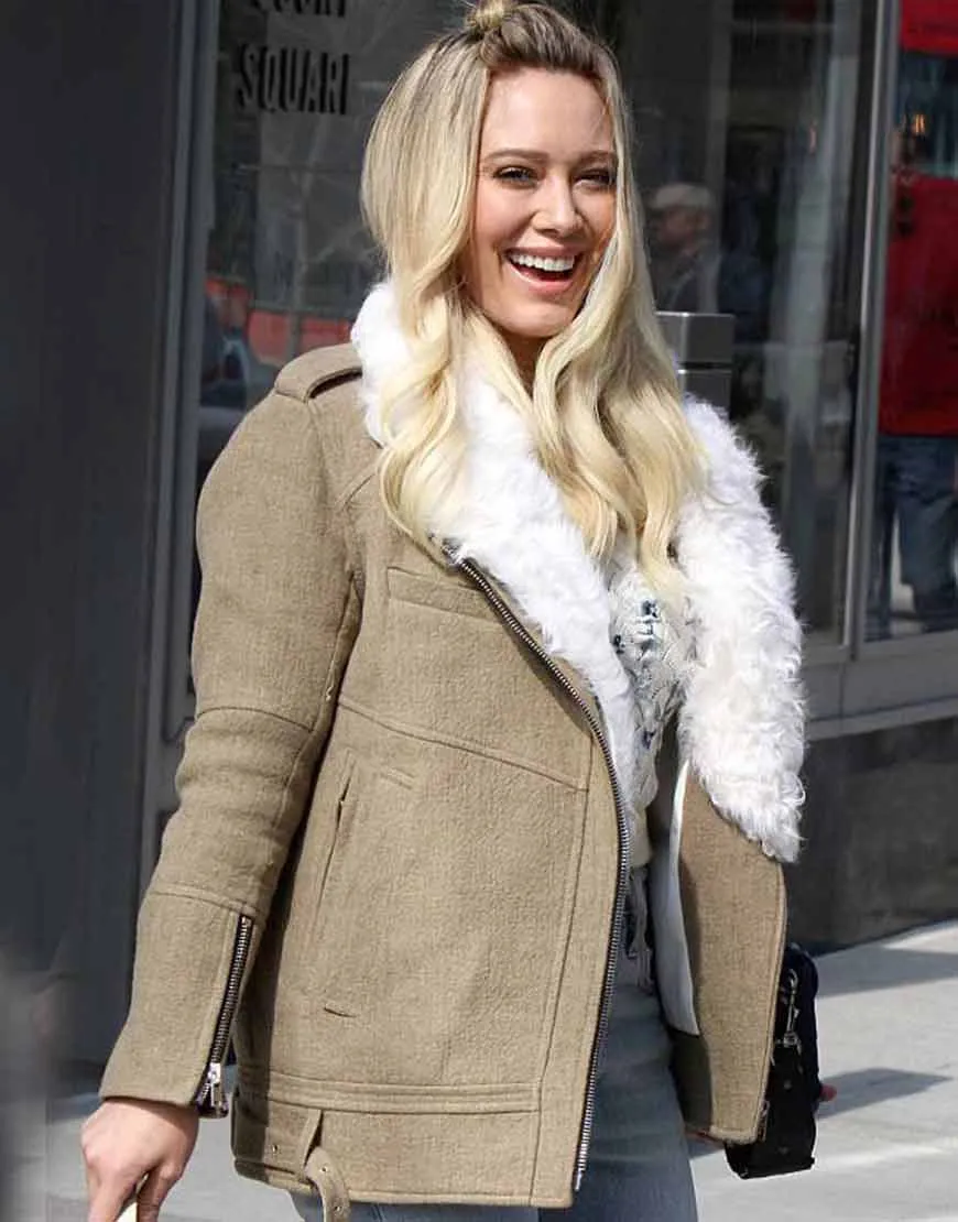 Younger S07 Hilary Duff Cotton Jacket | Kelsey Peters Fur Collar Jacket