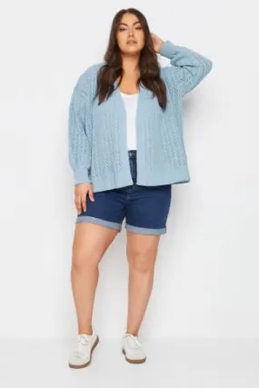 YOURS Curve Blue Pointelle Cardigan