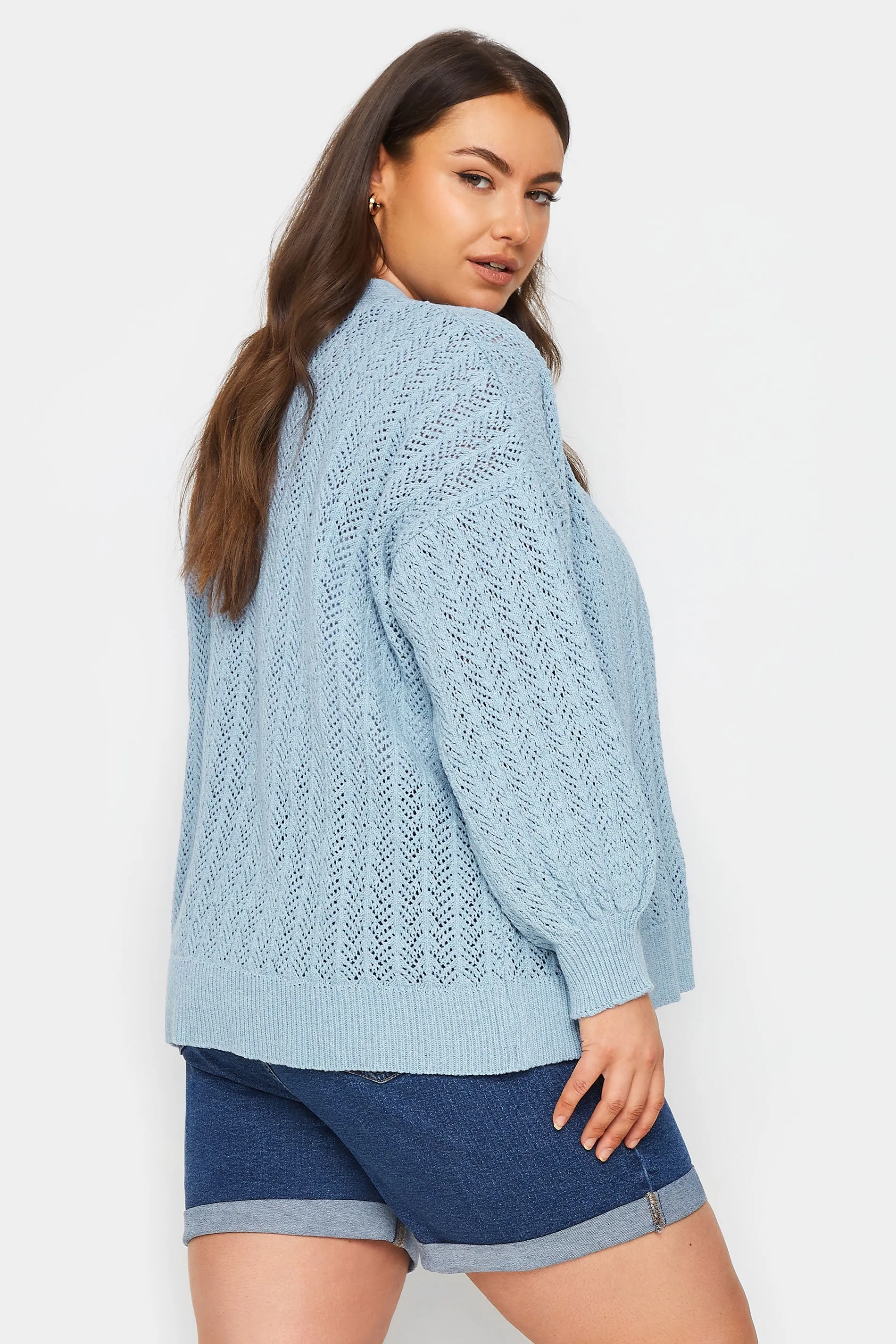 YOURS Curve Blue Pointelle Cardigan