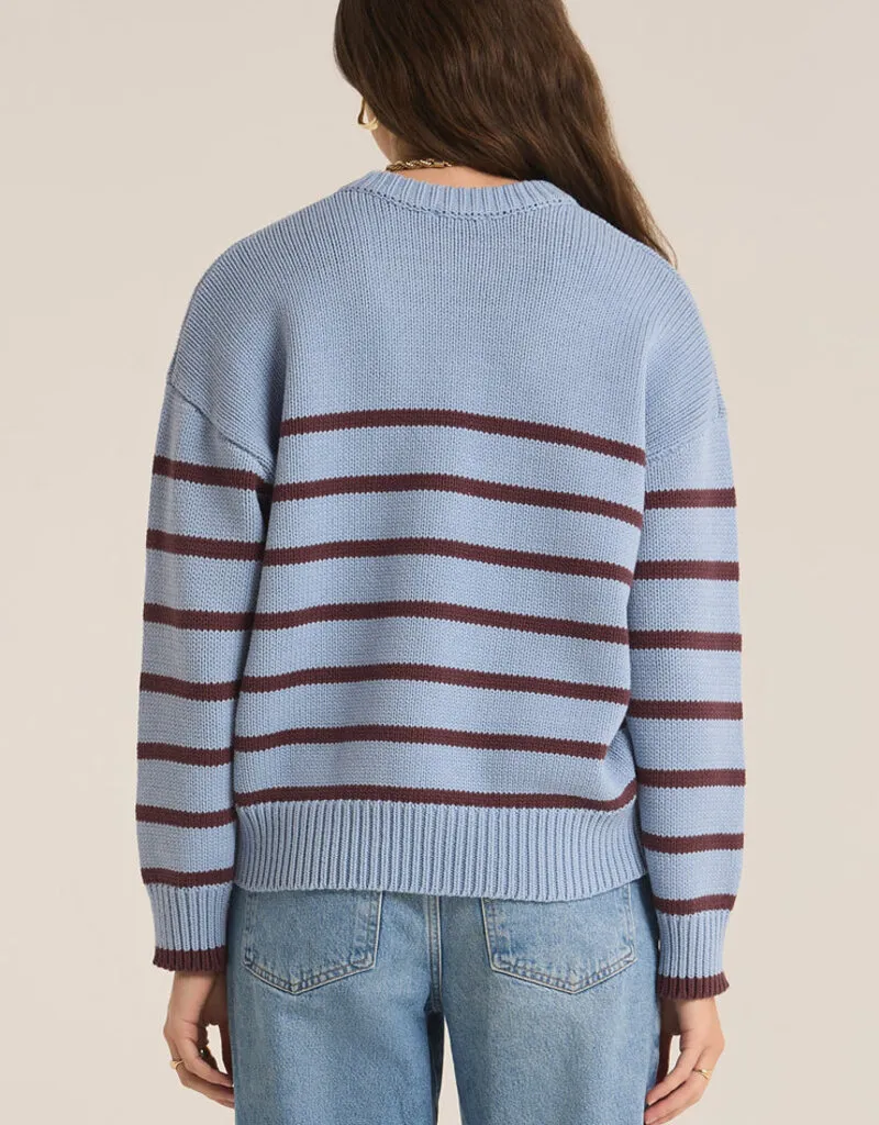 Z Supply Boyfriend Stripe Sweater - Light Denim