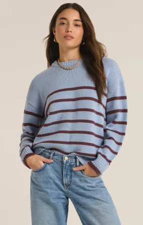 Z Supply Boyfriend Stripe Sweater - Light Denim