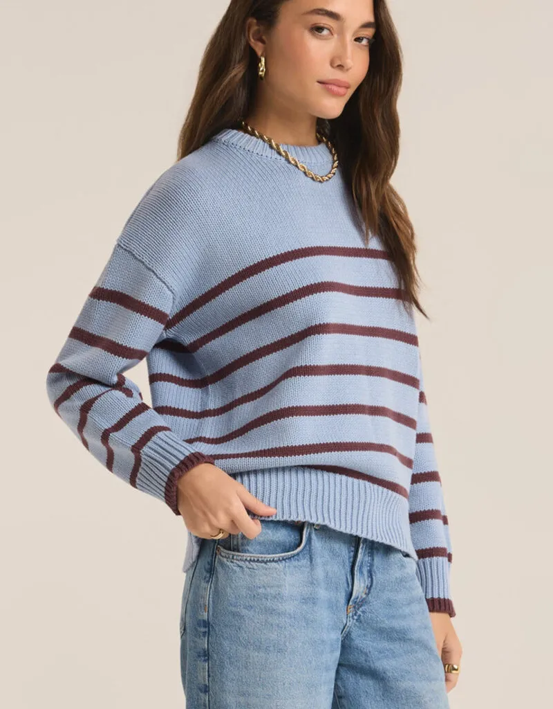 Z Supply Boyfriend Stripe Sweater - Light Denim